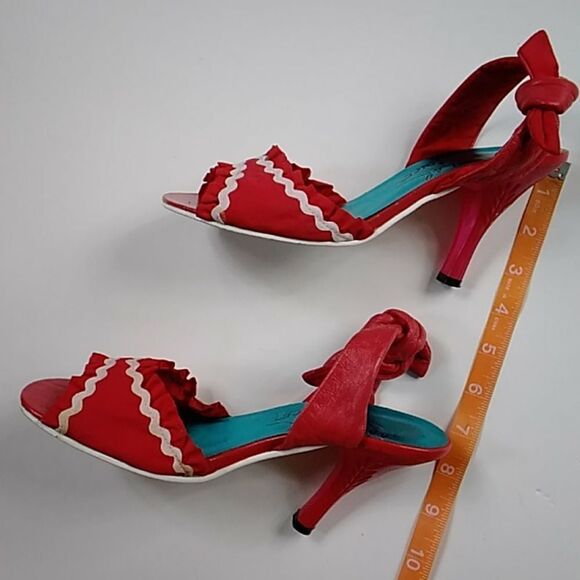 VTG,RED RARE 😸 IRREGULAR CHOICE SHOES HEELS  SIZE 38 USA 7 - Picture 8 of 9